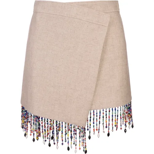 Linen Wrap Mini Skirt , female, Sizes: 3XS, XS, 2XS - Msgm - Modalova