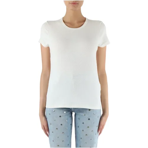 Cotton T-shirt with emed logo , female, Sizes: XS, L, XL - Boss - Modalova