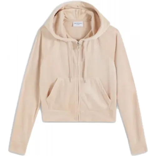 Samt Cropped Hoodie mit Strass-Logos - Juicy Couture - Modalova