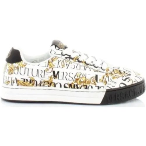 Logo Couture All Over Sneakers - Size 43 , male, Sizes: 9 UK - Versace Jeans Couture - Modalova