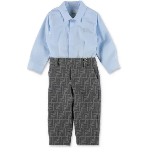 Abnehmbares Baumwoll-Baby-Jungen-Set mit Hemd und Hose - Fendi - Modalova
