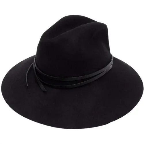 Leather-Wool Blend Wide-Brim Fedora , unisex, Sizes: M, S - Golden Goose - Modalova