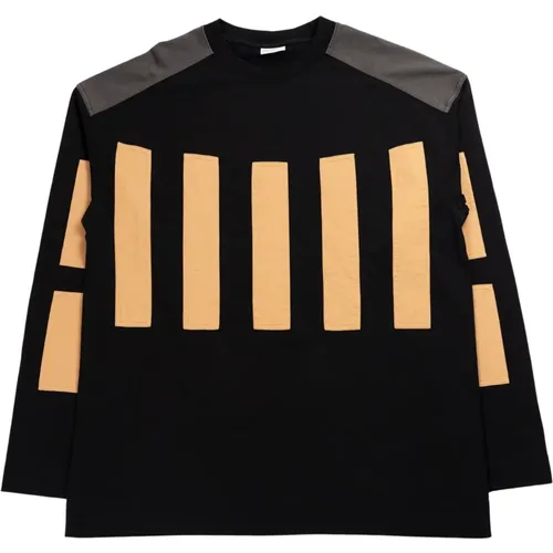 Schwarzes Oversized Langarmshirt mit Applikation - Dries Van Noten - Modalova