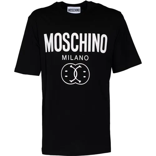 Two Smile T-Shirt White , male, Sizes: S, L - Moschino - Modalova