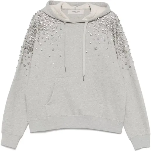 Hoodies, female, , Size: M Crystal Embellished Sweater with Pouch Pocket - Golden Goose - Modalova