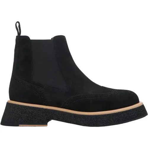 Chelsea Boots, female, , Size: 10 US Women`s Suede Ankle Boots with Brown Accents Er00113882 - Estro - Modalova