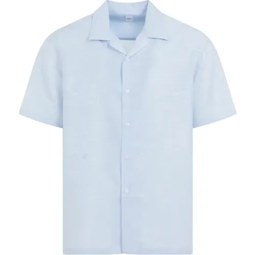 Blaues Seidenhemd Venezia Scritto Muster , Herren, Größe: 2XL - Berluti - Modalova