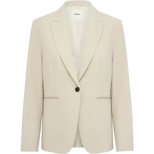 Kurzer Blazer Jacke Haferflocken , Damen, Größe: L - Soaked in Luxury - Modalova