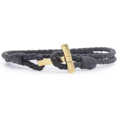 Braided Leather T Bracelet in , female, Sizes: XL - Tom Ford - Modalova