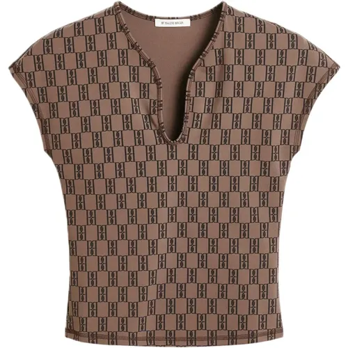 T-Shirt mit Cut-Out-Ausschnitt Dunkles Mahagoni - By Malene Birger - Modalova