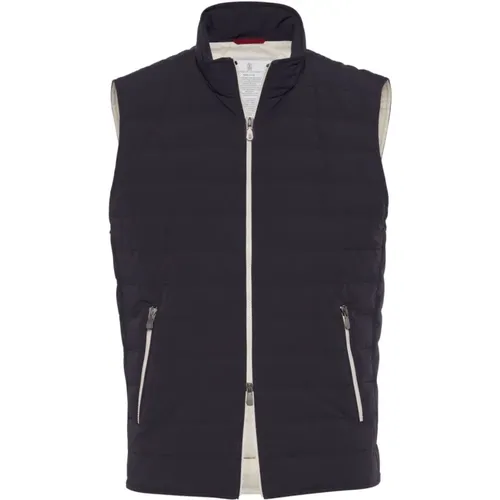 Vests, male, , Size: XL Midnight Quilted Sleeveless Jacket - BRUNELLO CUCINELLI - Modalova