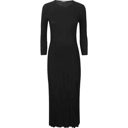 Schwarzes Plissiertes Midi-Kleid aus Viskose , Damen, Größe: M - Max Mara Weekend - Modalova