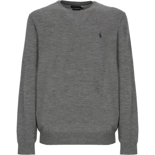 Cozy Grey Wool Sweater with Embroidered Pony , male, Sizes: S, XL - Ralph Lauren - Modalova