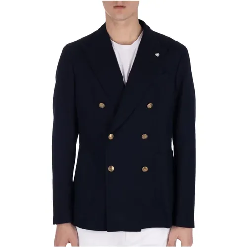 Double-breasted blazer with gold buttons , male, Sizes: 2XL - Manuel Ritz - Modalova