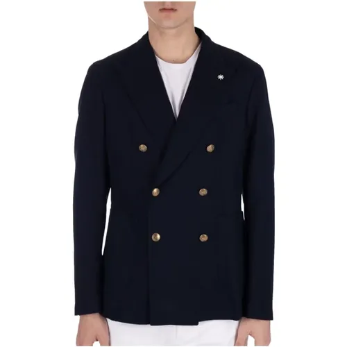 Double-breasted blazer with gold buttons , male, Sizes: M, XS, 2XL, L - Manuel Ritz - Modalova