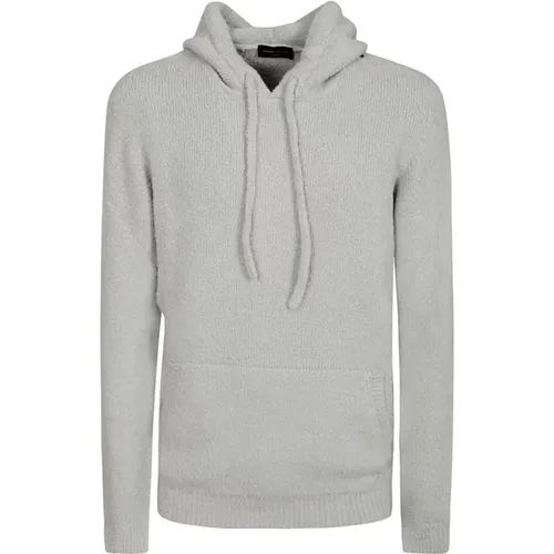 Hoodies, male, , Size: 2XL Grey Hooded Sweatshirt with Kangaroo Pocket - Roberto Collina - Modalova