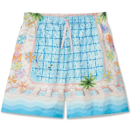 Silk Shorts with Pool Artwork , male, Sizes: M, L, S - Casablanca - Modalova