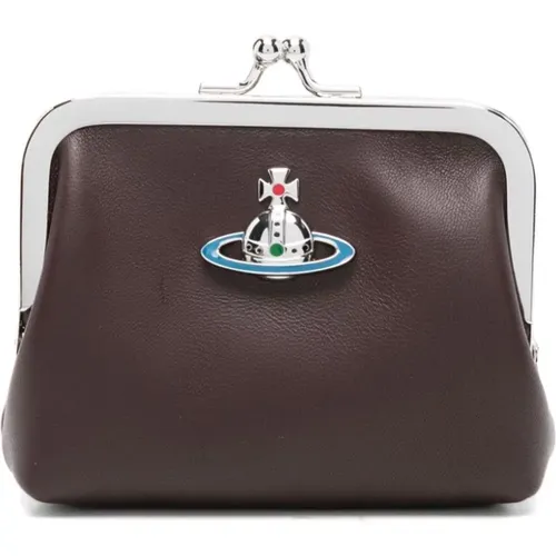 Braune Lederbrieftasche Orb Detail - Vivienne Westwood - Modalova