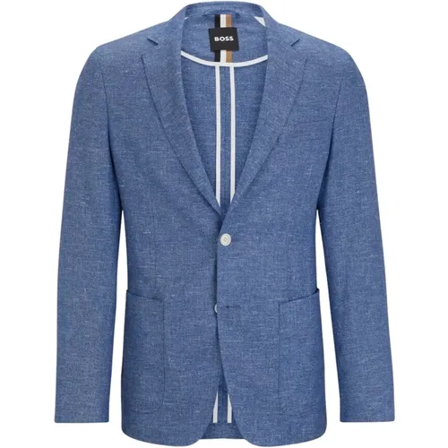 Refined Slim Fit Jacket with Micro Pattern , male, Sizes: L, XL, M - Hugo Boss - Modalova