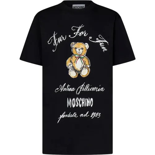 T-Shirts, female, , Size: S Teddy Bear Print Oversized T-Shirt - Moschino - Modalova