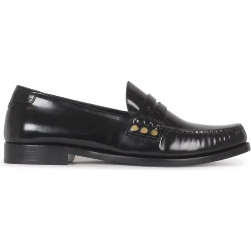 Schwarze Loafer Flache Schuhe , Herren, Größe: 42 EU - Saint Laurent - Modalova