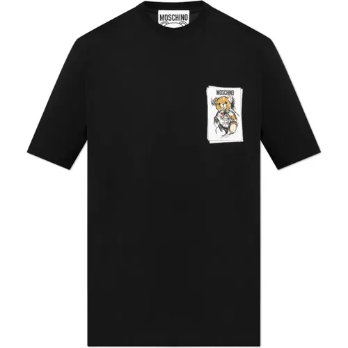 T-shirt with print , male, Sizes: L, S, XL - Moschino - Modalova