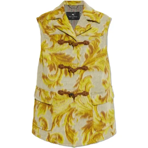 Vests, female, , Size: XS Wool vest with decorative pattern - ETRO - Modalova