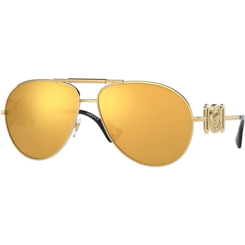 Gold Sunglasses , unisex, Sizes: 65 MM - Versace - Modalova