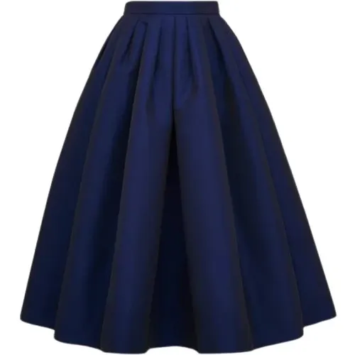 Navy Pleated Skirt , female, Sizes: XS - alexander mcqueen - Modalova