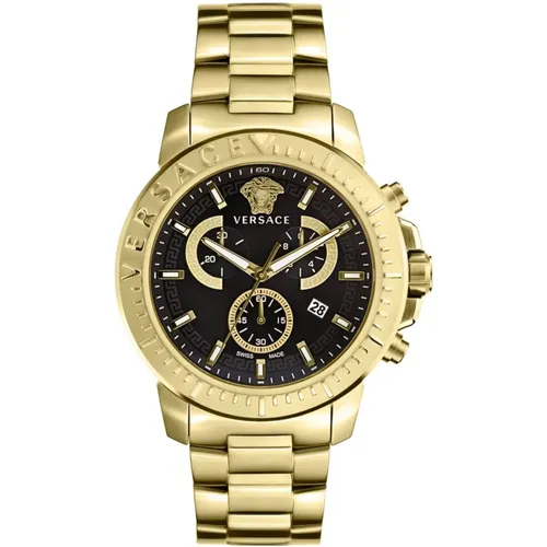 Watches, male, , Size: ONE SIZE NEW Chrono Chronograph Watch - Versace - Modalova