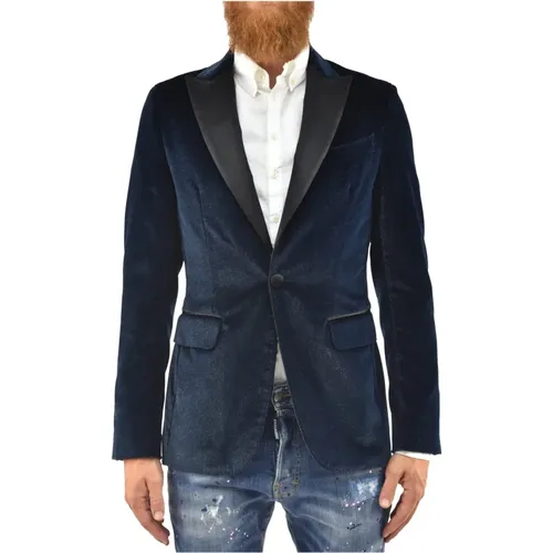 Blazers, male, , Size: S Cotton Blazer for Men - Dsquared2 - Modalova