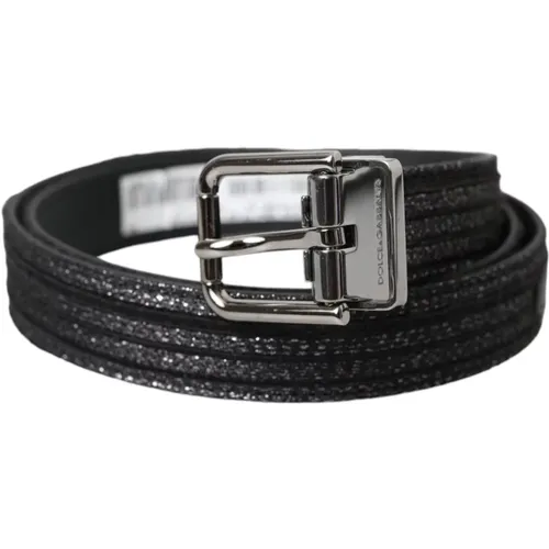 Belts, male, , Size: 90 CM Jacquard Stripes Metal Buckle Belt - Dolce & Gabbana - Modalova