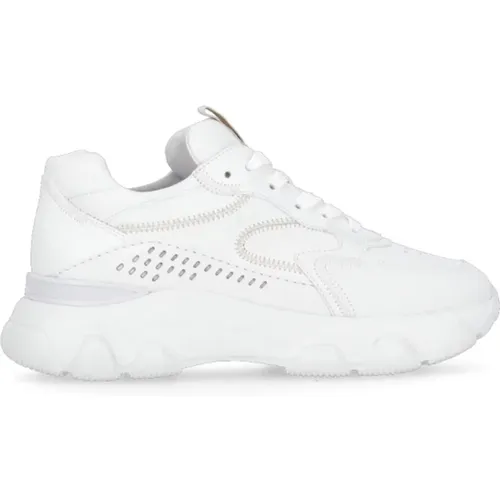 Weiße Ledersneakers mit Atmungsaktiven Details , Damen, Größe: 38 1/2 EU - Hogan - Modalova