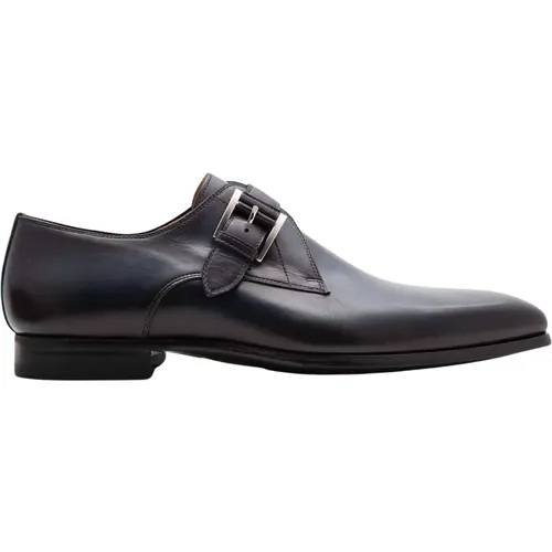 Blaue Monk Strap Lederschuh , Herren, Größe: 42 EU - Magnanni - Modalova