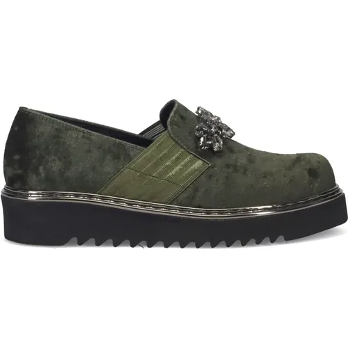 Grüne Sneakers mit Glänzendem Accessoire , Damen, Größe: 39 EU - Sangiorgio - Modalova