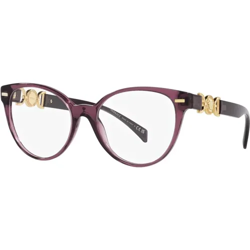 Transparent Violet Eyewear Frames, Eyewear Frames - Versace - Modalova