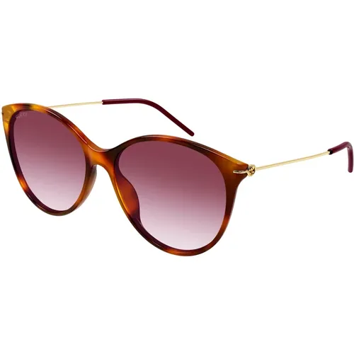 Havana/Red Shaded Sonnenbrille , Damen, Größe: 58 MM - Gucci - Modalova
