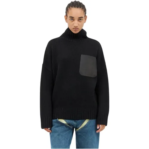 Hochgeschlossener Leder-Patch-Pullover - JW Anderson - Modalova