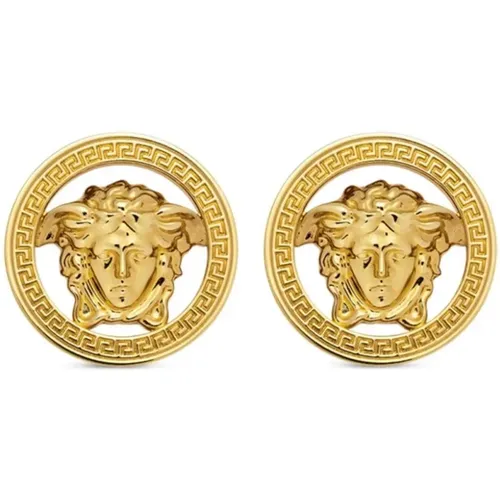 Golden Medusa Head Earrings Pair , female, Sizes: ONE SIZE - Versace - Modalova