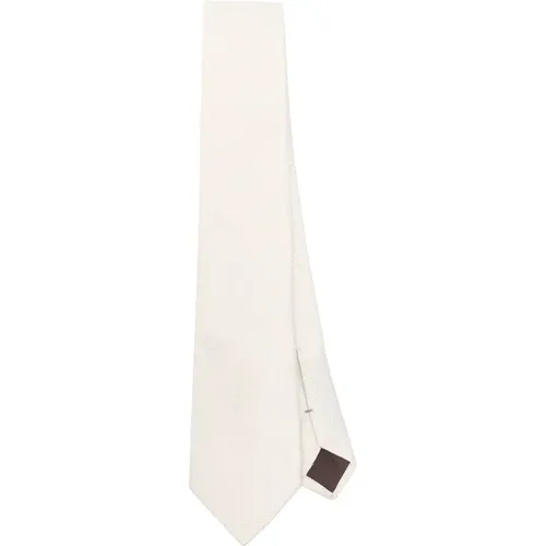 Ties, male, , Size: ONE SIZE Ecru Pointed Tip Single Loop Tie - Canali - Modalova