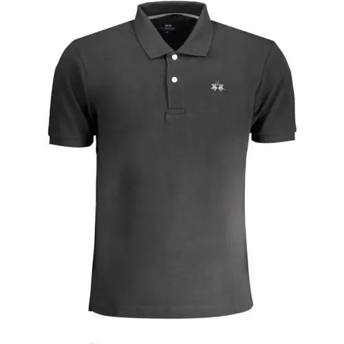 Schwarzes Baumwoll-Poloshirt mit Stickerei , Herren, Größe: M - LA MARTINA - Modalova