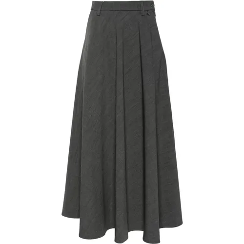 Grey Flared Skirt , female, Sizes: S - Herno - Modalova