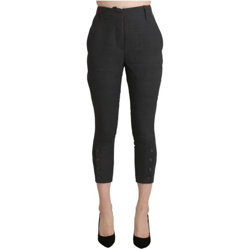 Schwarze hoch taillierte Capri-Hose mit verkürzten Hosenbeinen , Damen, Größe: M - Ermanno Scervino - Modalova