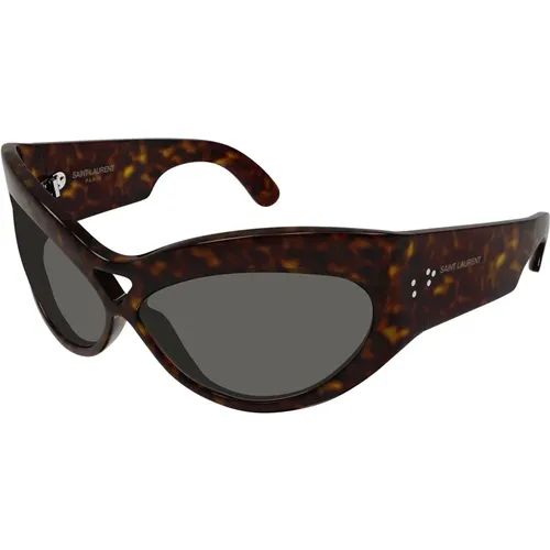 Havana/Grey Sunglasses SL 73 , female, Sizes: 67 MM - Saint Laurent - Modalova