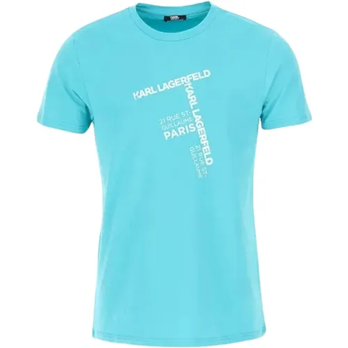 Contrast Print Short Sleeve Shirt , male, Sizes: L, XL - Karl Lagerfeld - Modalova