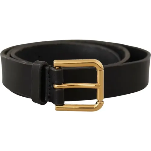 Belts, male, , Size: 95 CM Sleek Leather Belt with Metal Buckle - Dolce & Gabbana - Modalova