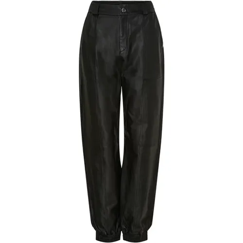 Schwarze Leder Track Pants , Damen, Größe: M - NOTYZ - Modalova