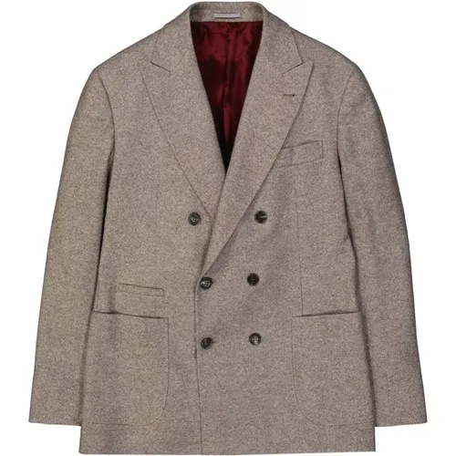 Blazers, male, , Size: S Double-Breasted Wool Jacket - BRUNELLO CUCINELLI - Modalova