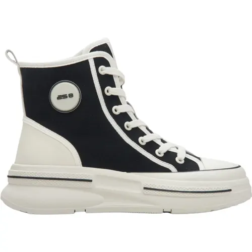 Damen Schwarze High-Top Sneakers aus Weichen Textilien ES 8 Er00114603 - Estro - Modalova