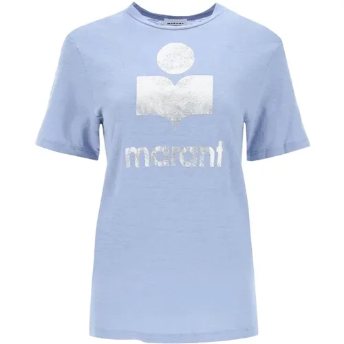 T-Shirt mit metallischem Logo-Print , Damen, Größe: L - Isabel Marant Étoile - Modalova